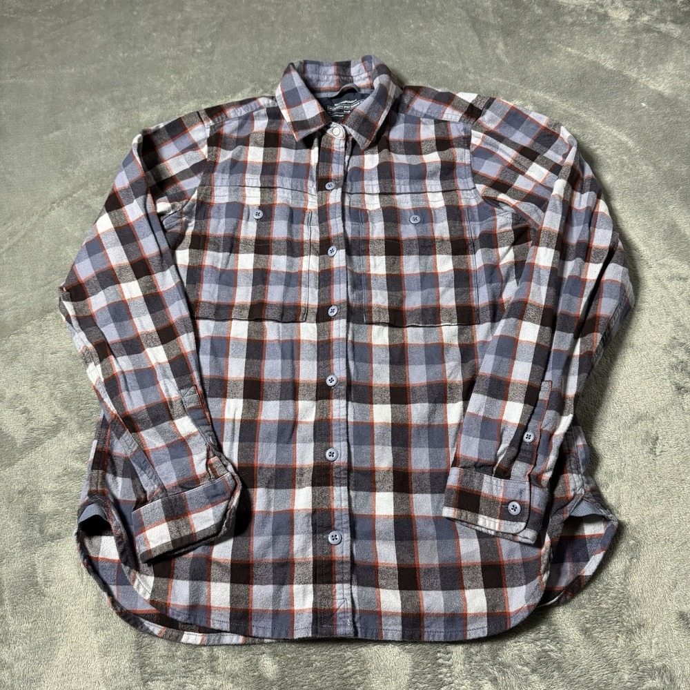 REI Coop Shirt Women's Size S Blue Plaid Flannel L/S Button Up Cotton Pockets‎